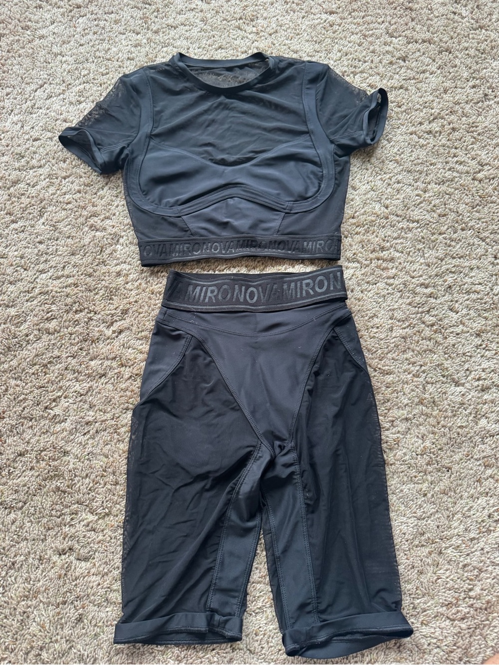 Black Active Crop Top & Biker Shorts Set
